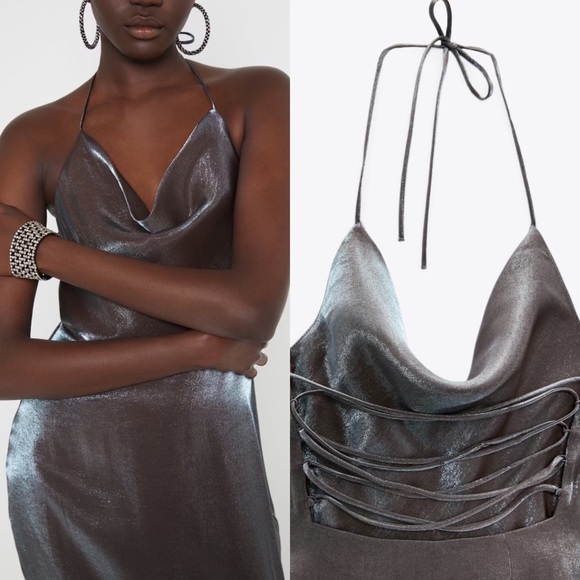 Zara Dresses & Skirts - ZARA Back Laced Slip Dress S NWT